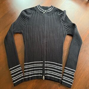Women’s Capri Black Zip Up Sweater Y2K size Large flawed